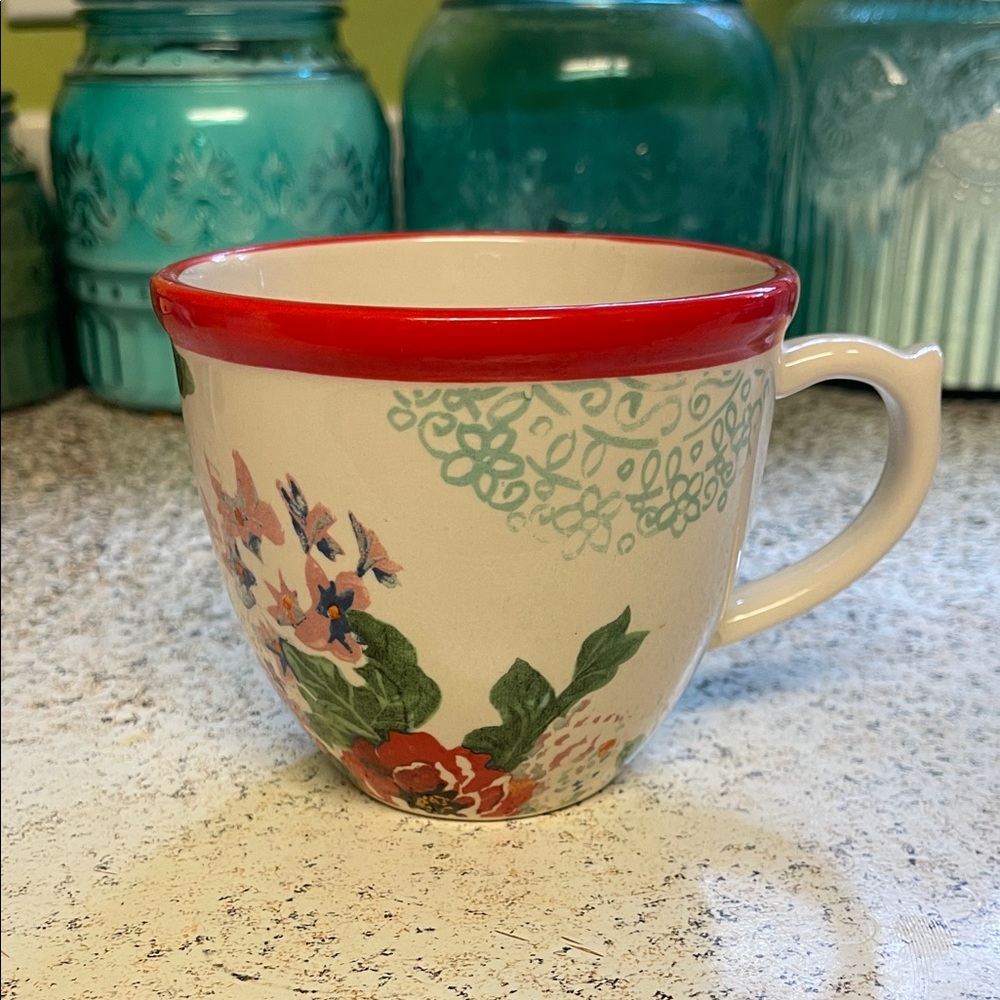 The Pioneer Woman Red and Green Floral Mug